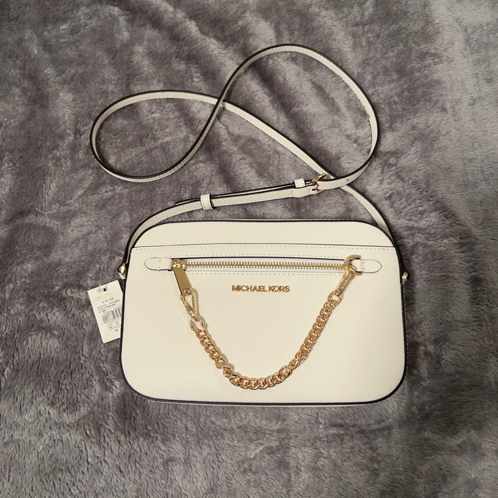 MK Jet Set Large Saffiano Leather Crossbody Purse
